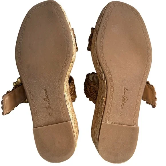 Sam Edelman Woven Raffia Platform Slides Beaded‎ Details Espadrille 7.5 Sandals - Picture 4 of 6